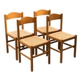 Set of 4 solid vintage brutalist chairs