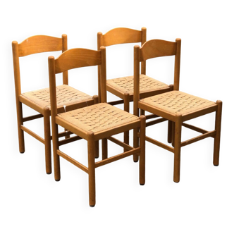 Set of 4 solid vintage brutalist chairs