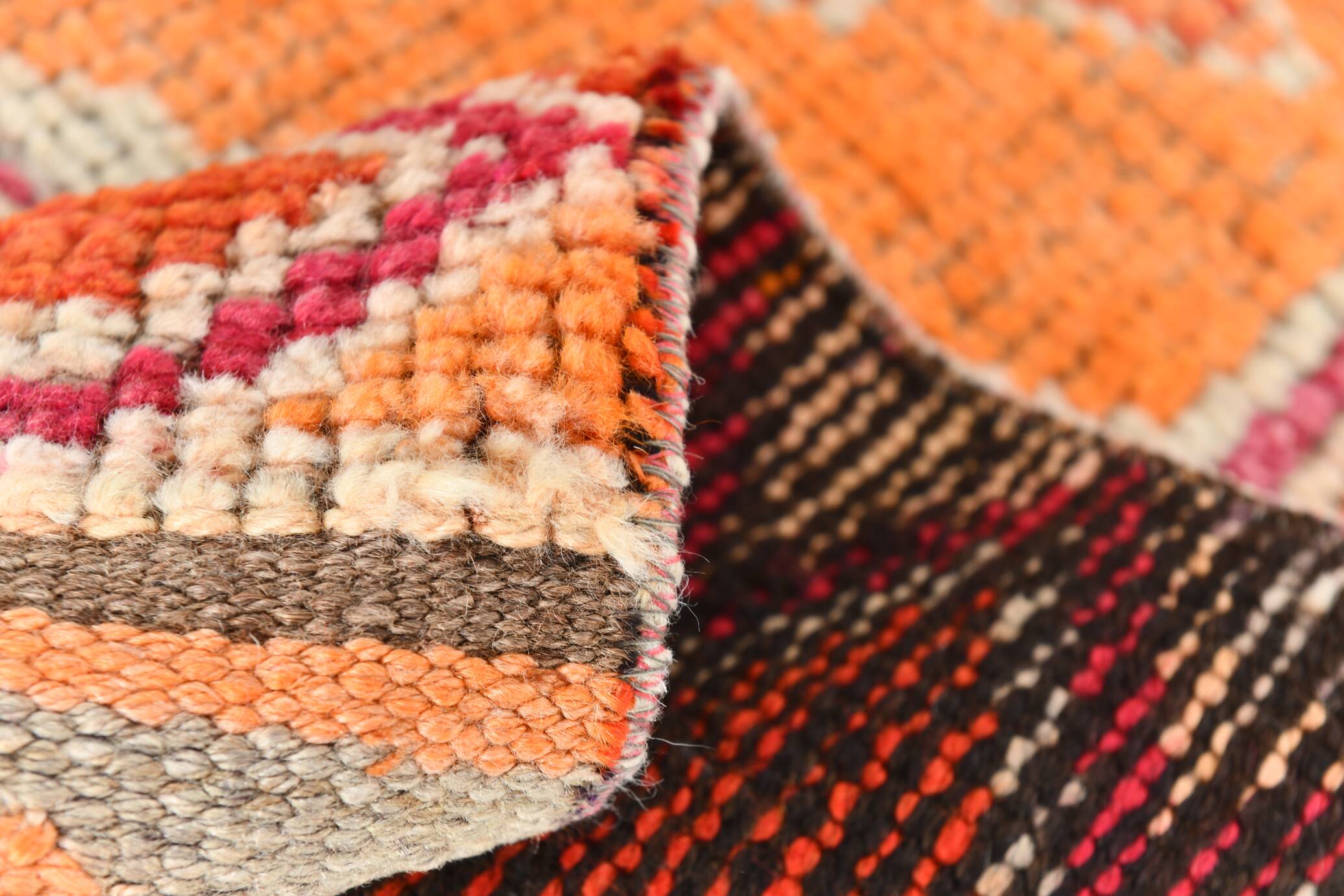 3x11 Runner Coral Red Vintage Runner Rug, Wool Corridor Rug, 94x329Cm