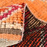 3x11 Runner Coral Red Vintage Runner Rug, Wool Corridor Rug, 94x329Cm