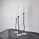 Trio of silver metal candle holders by Mesa, Italy, 1980