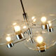 1970s kaiser 8-light PENDANT LIGHT chandelier chrom and clear glass