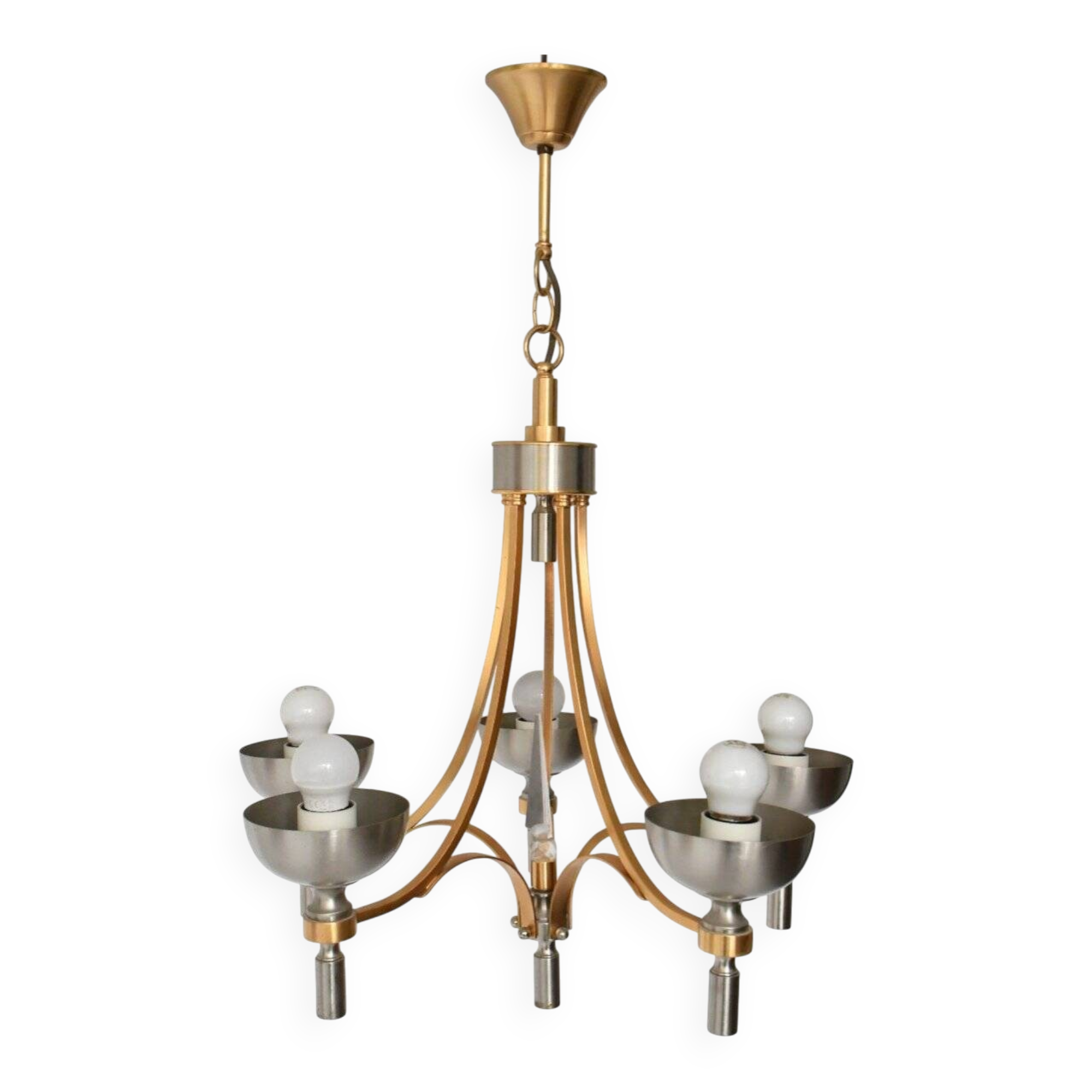 Vintage chandelier in gold and silver metal