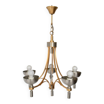 Vintage chandelier in gold and silver metal