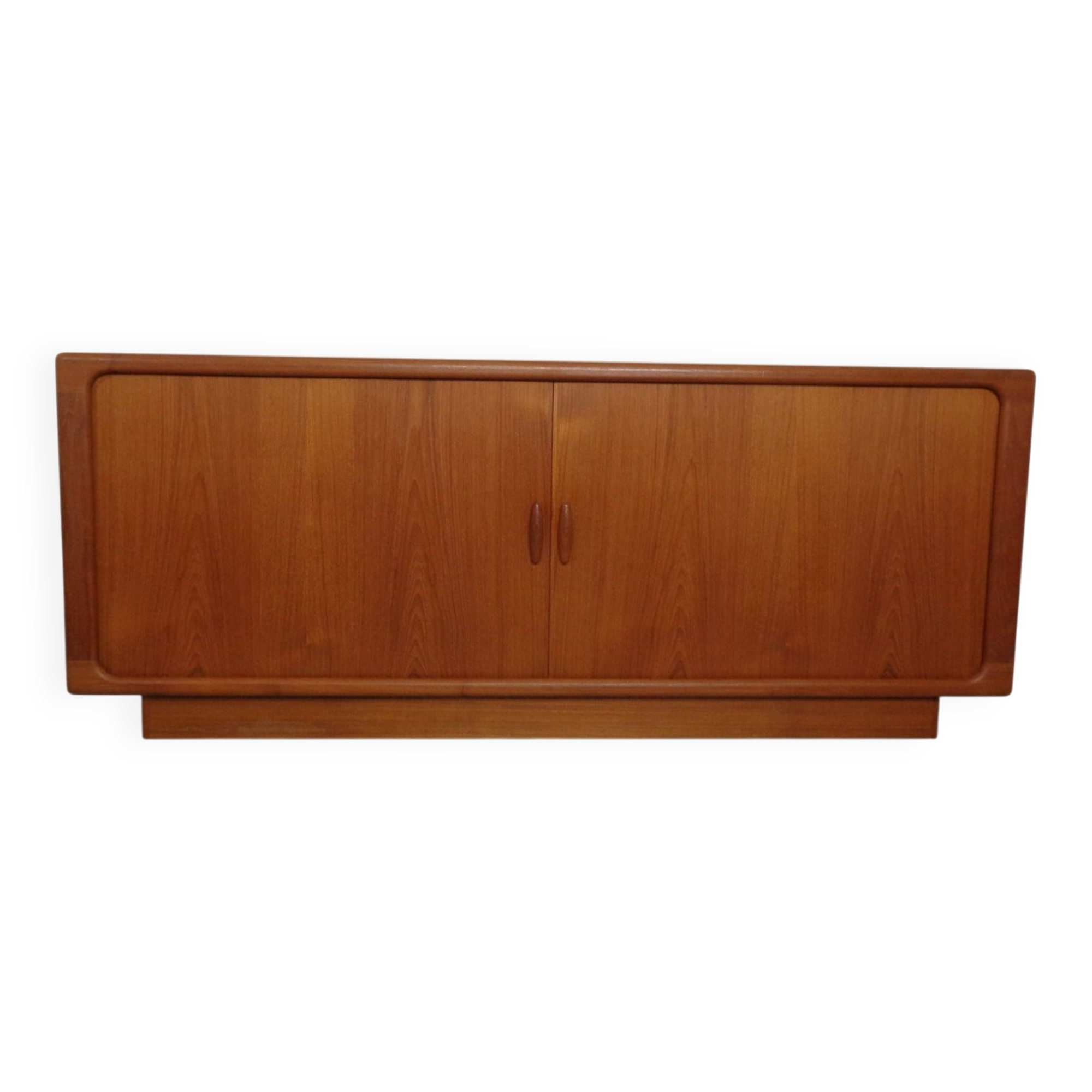 Large teak tambour sideboard from Dyrlund, Denmark, 1970s.