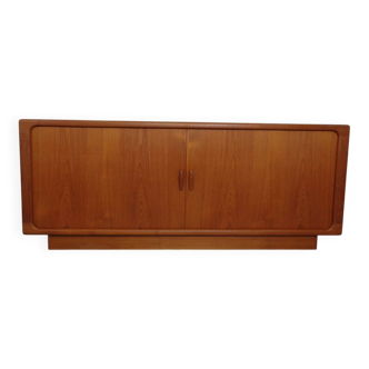 Large teak tambour sideboard from Dyrlund, Denmark, 1970s.