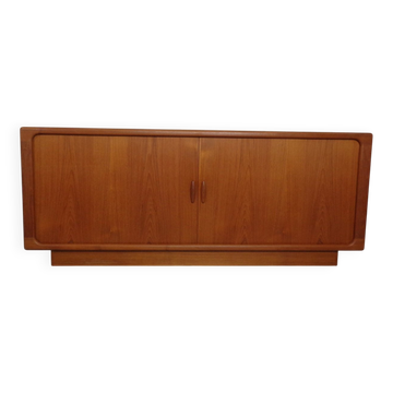 Large teak tambour sideboard from Dyrlund, Denmark, 1970s.