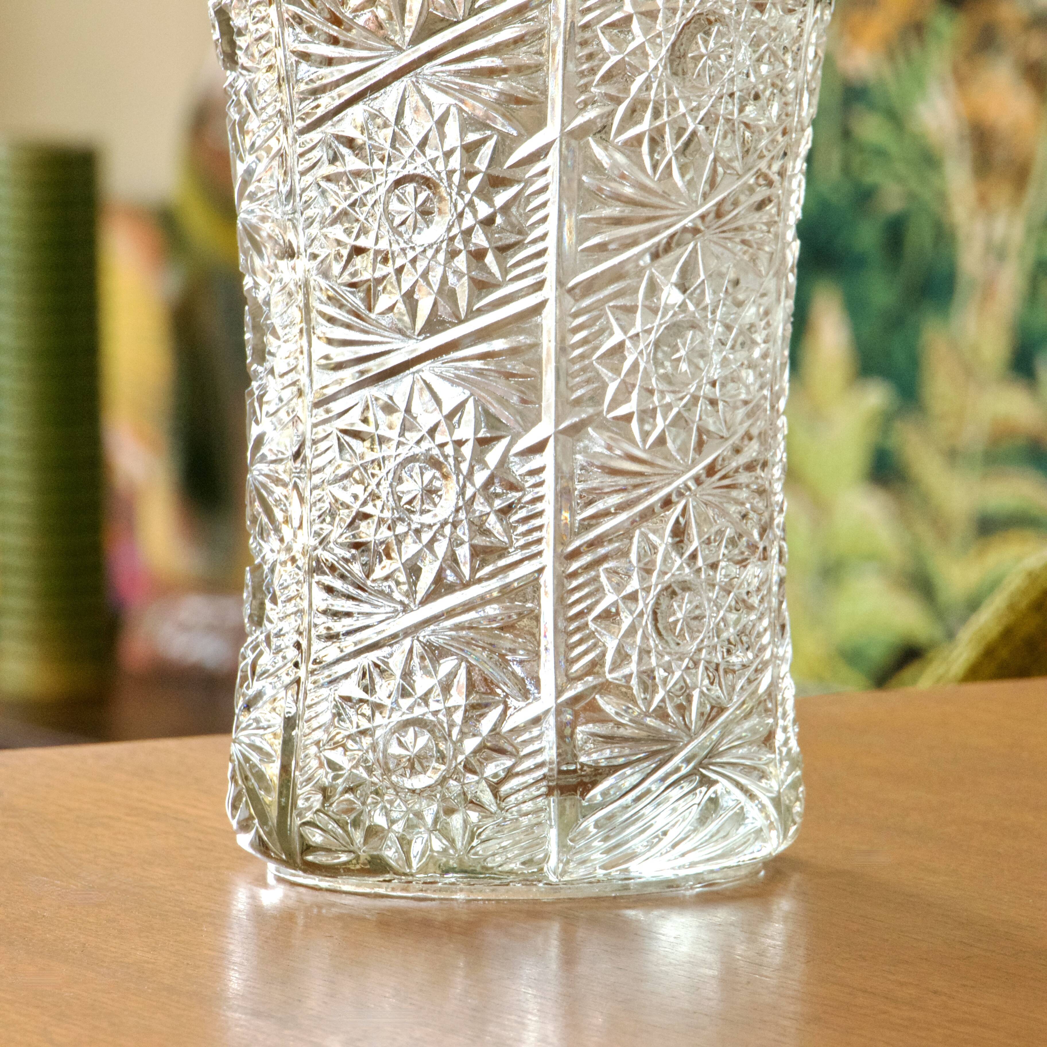 Large antique crystal vase