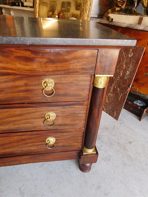 Empire dresser 4 drawers in mahogany and bronze