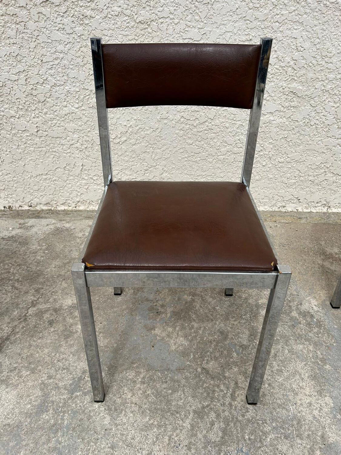 4 vintage leather/iron chairs