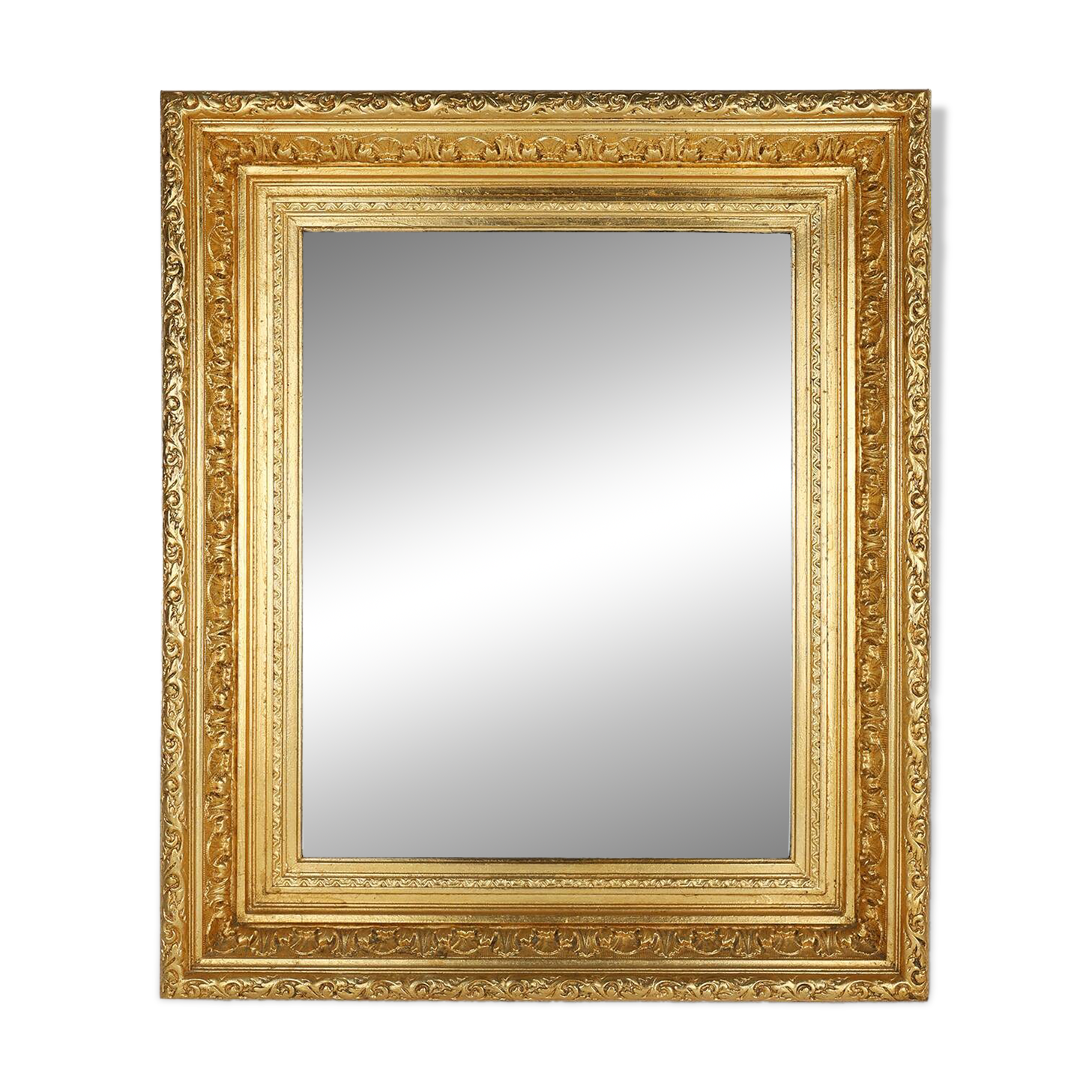 Baroque gilt facet cut wall mirror in wood, France 1850