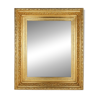 Baroque gilt facet cut wall mirror in wood, France 1850
