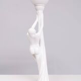 Lampe art déco femme nue en céramique blanche globe italie années 70