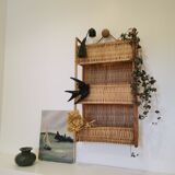 Rattan and braided wicker shelf