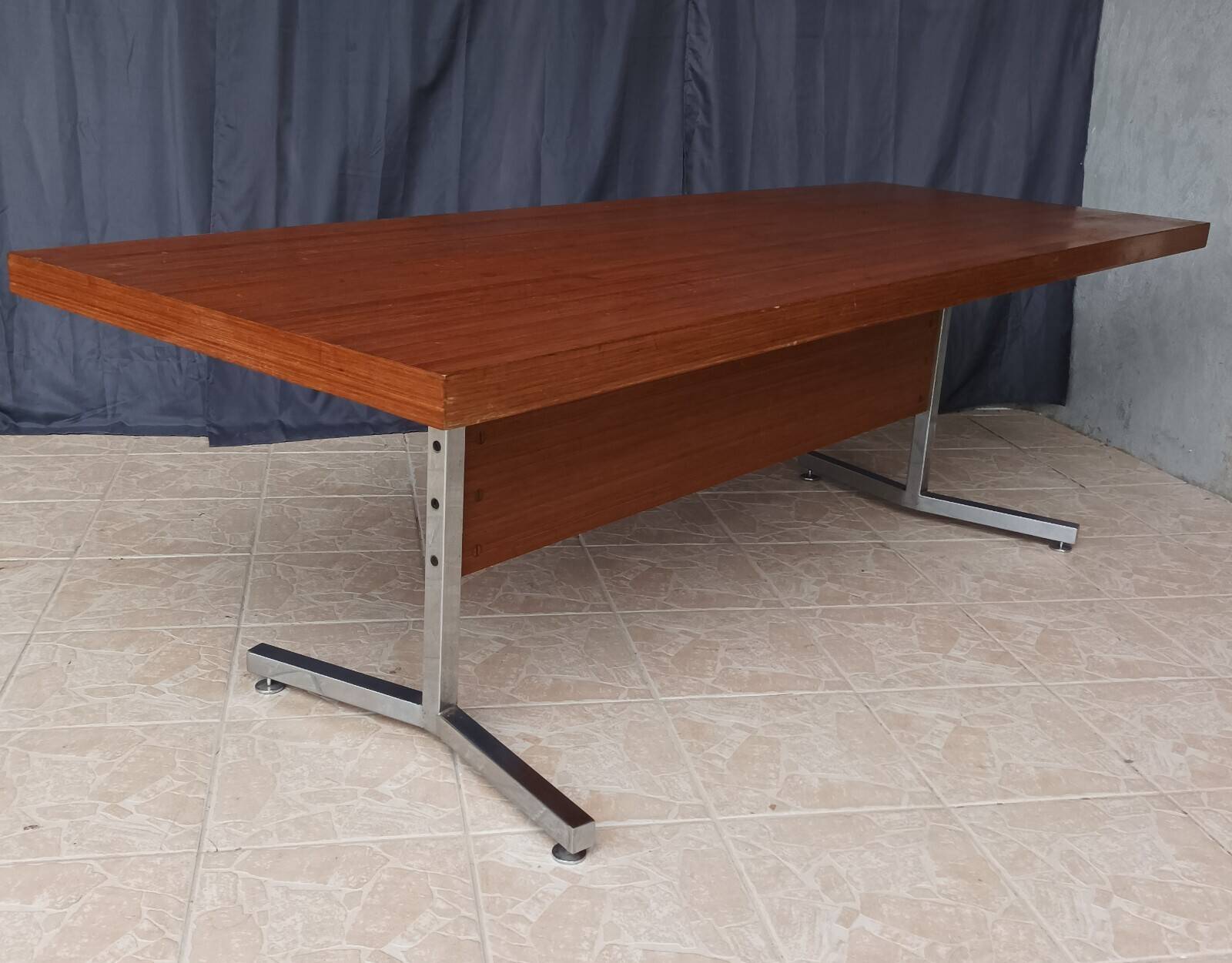 Vintage mahogany desk with chrome metal.