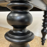 Table à manger classique en bois, pieds noirs, 12 couverts