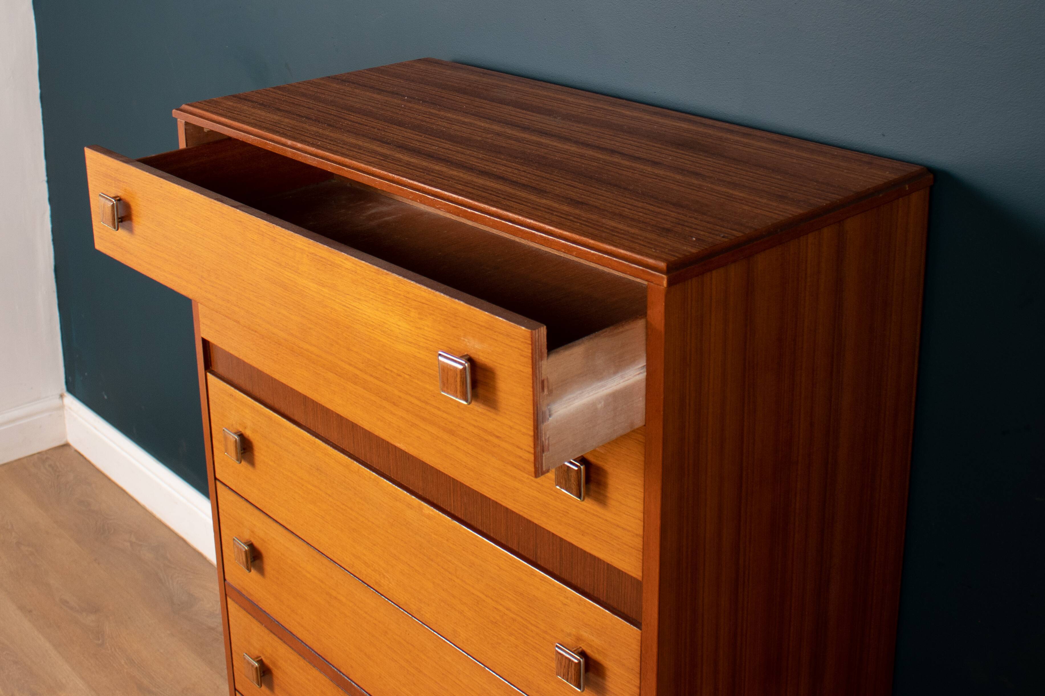 Retro 1960s teak & afromosia tall chest of drawers by homeworthy