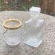 Whiskey carafe and ice bucket in transparent glass and meta handle, gilded brass, diamond pattern