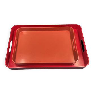 Plateau petit déjeuner plastique orange et rouge zak! & china vintage