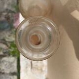 Pair of chiseled glass wine decanters