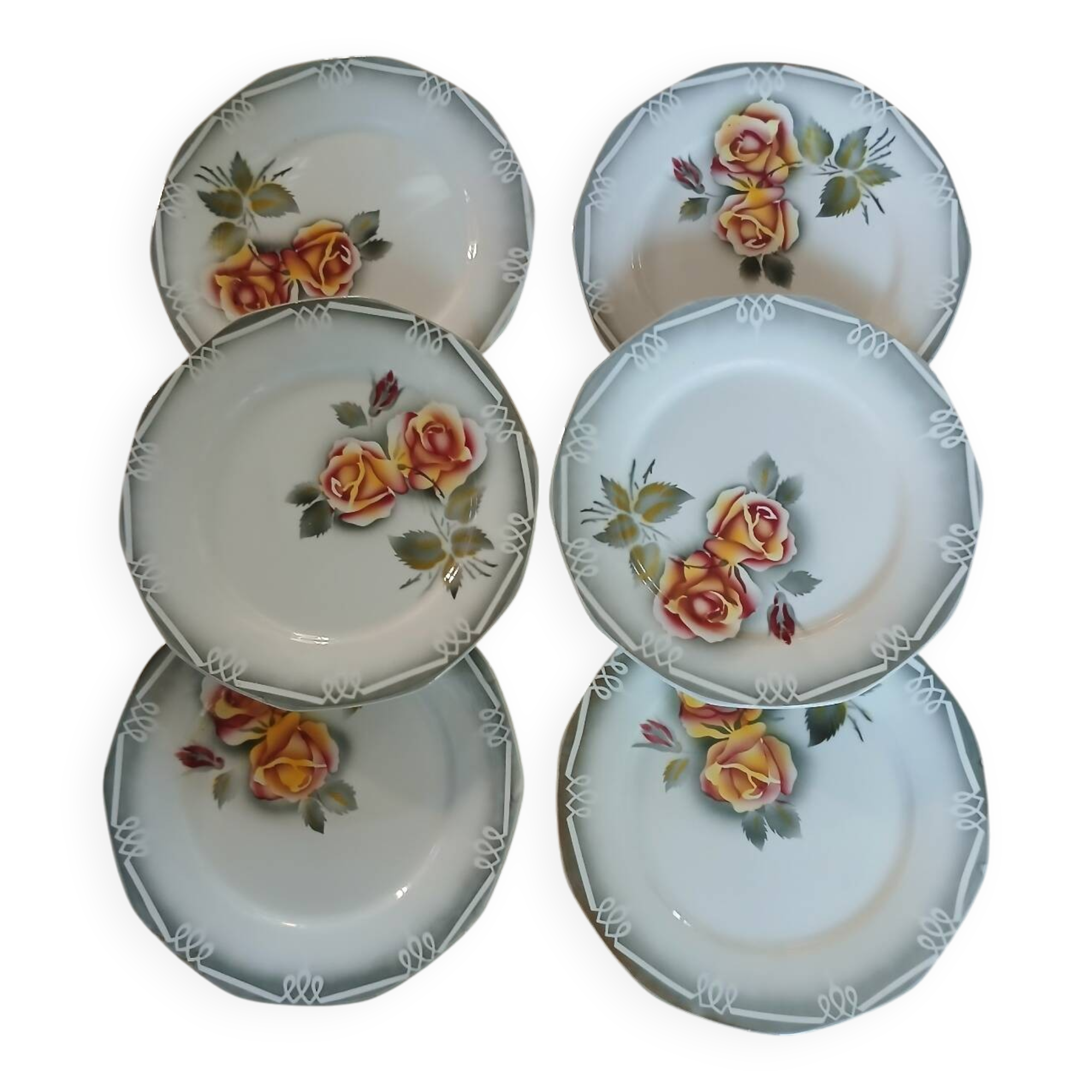 6 Digoin and Sarreguemines dinner plates