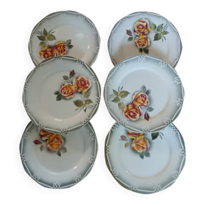 6 assiettes plates digoin - sarreguemines