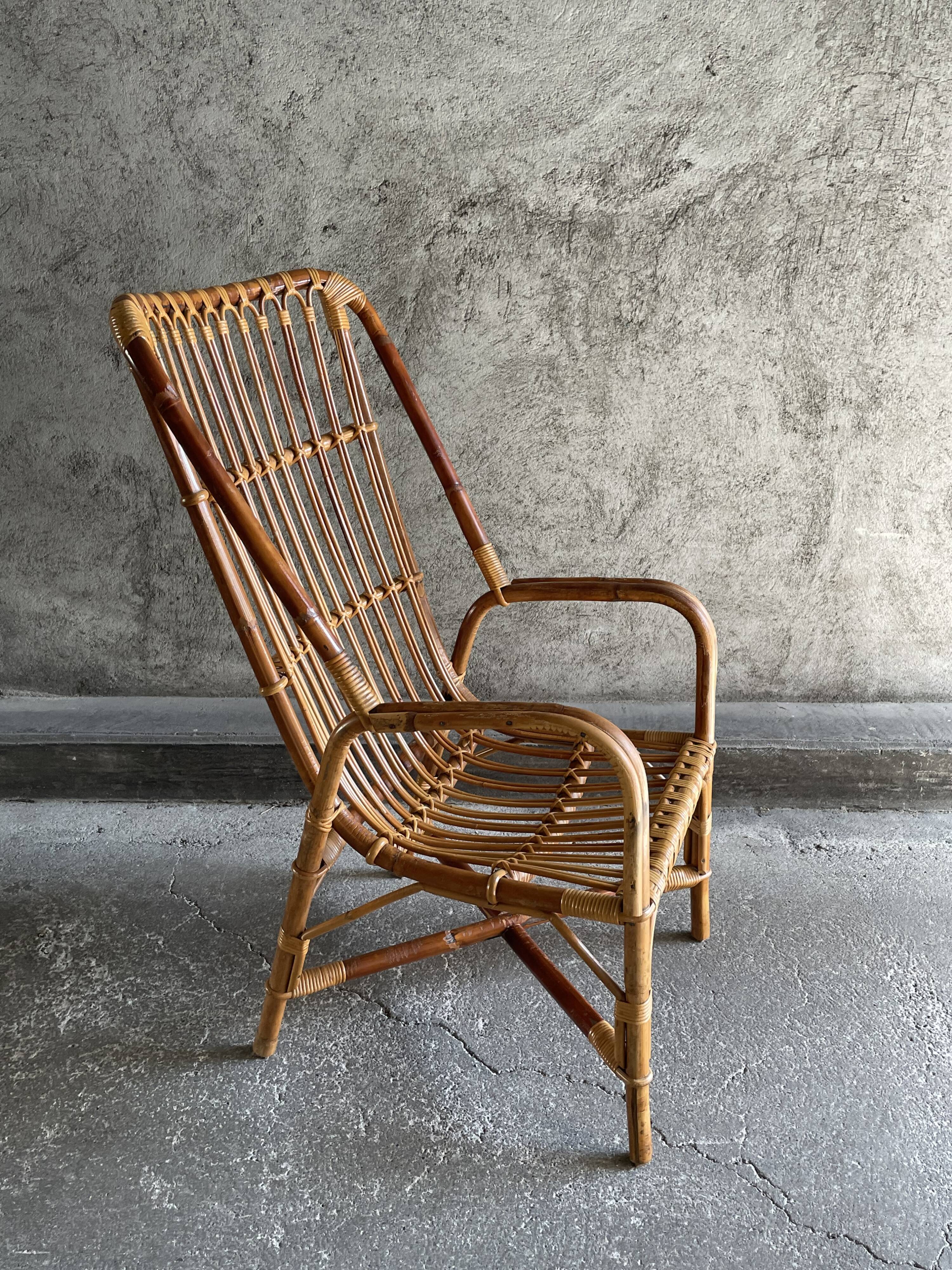 Rattan armchair, 1960s