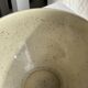 Large speckled beige salad bowl with ochre trim H14 D25