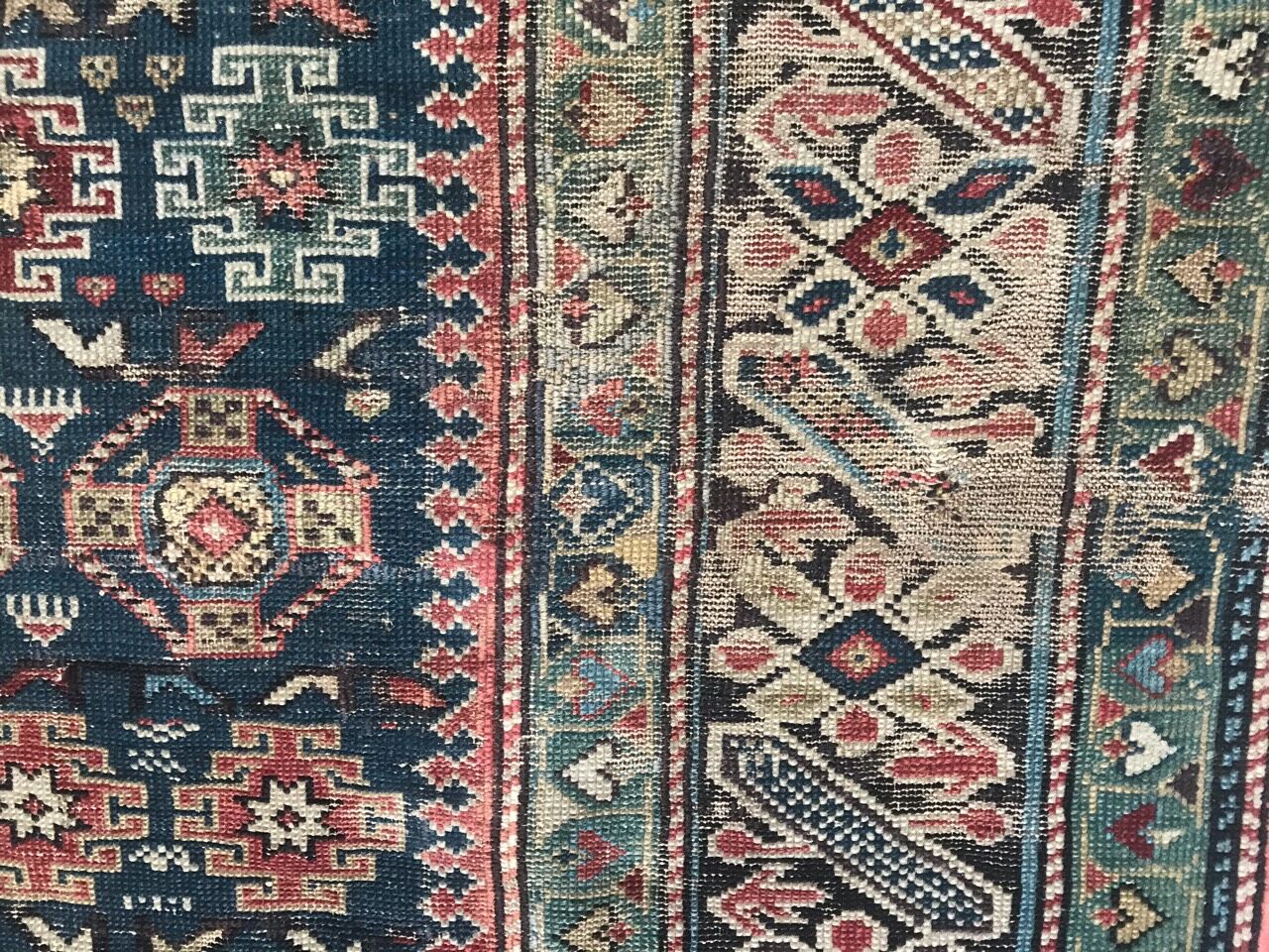 Old caucasian rug shirawan 19th handmade 105x148 cm
