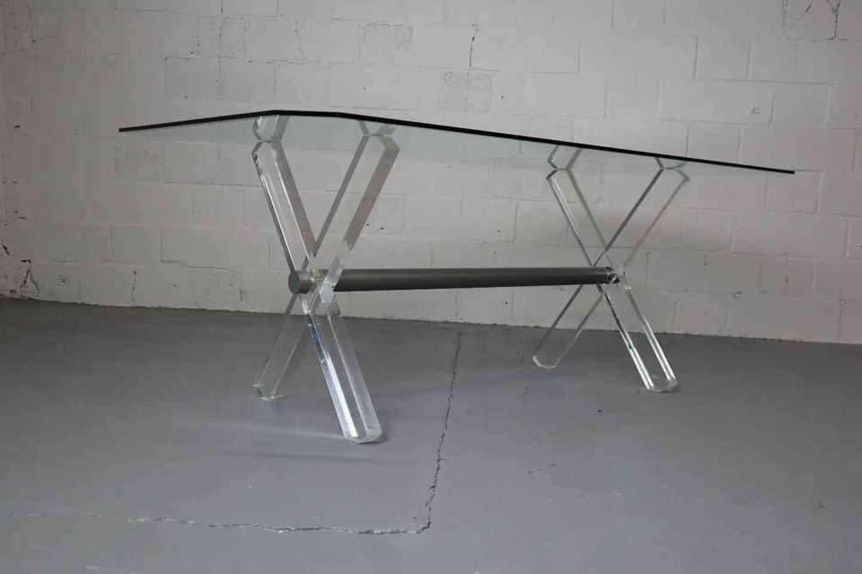 Vintage acrylic and glass dining table