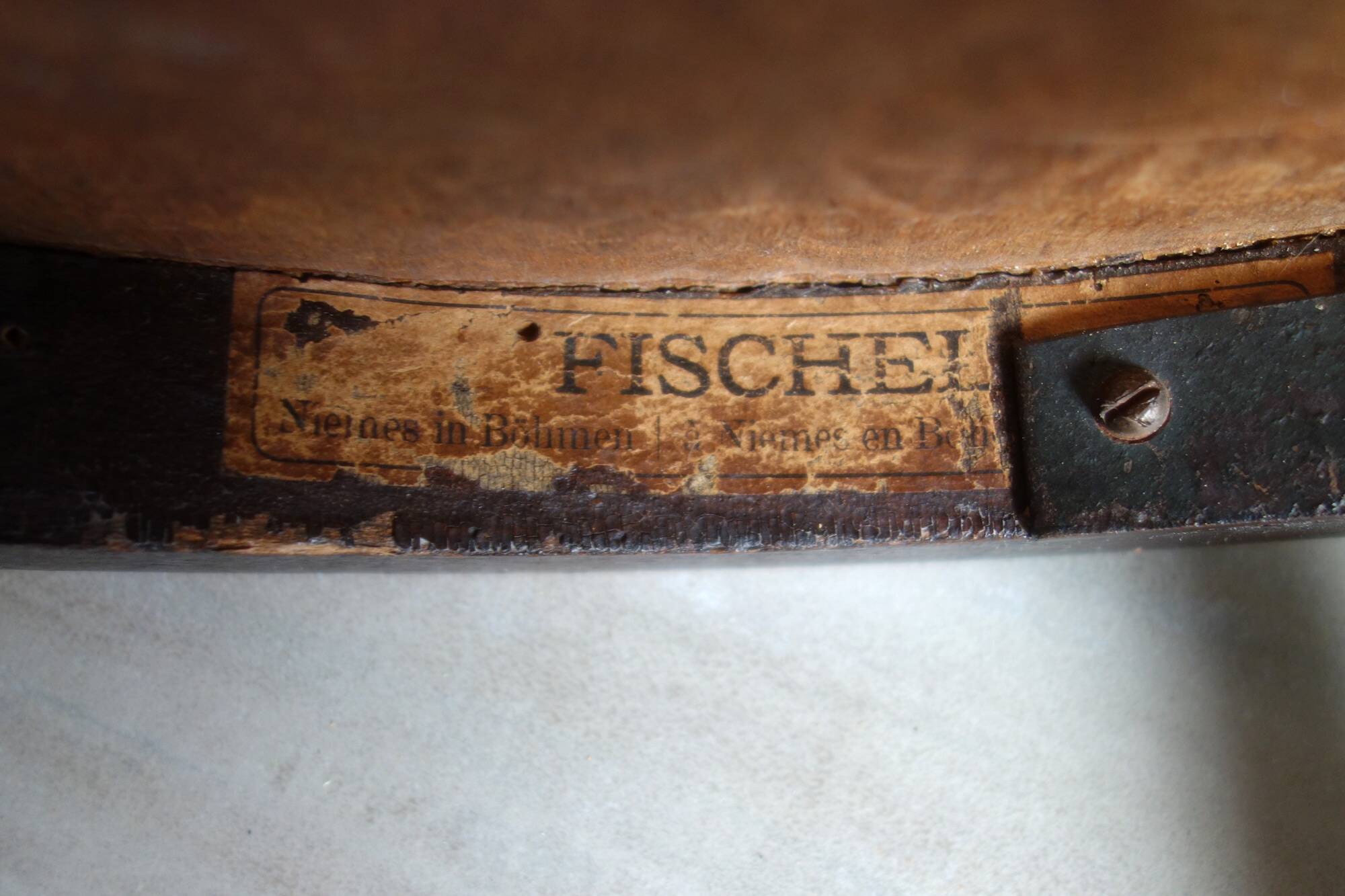 Antique curved wooden children's chair by Fischel, early 20th century.