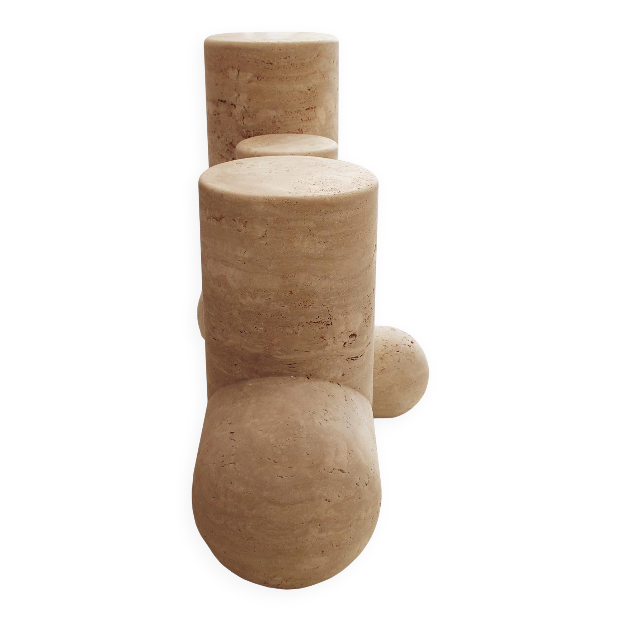 Pepe Guerrero MTC5 Console Table in Cream Travertine, Organic Modern