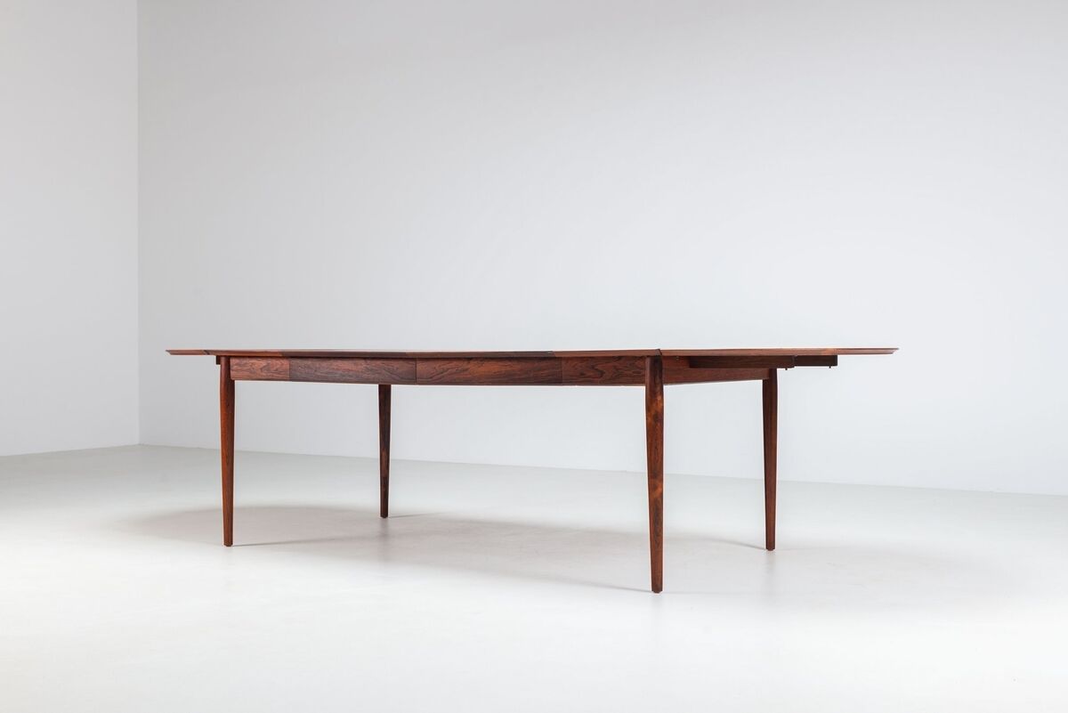 Table à manger à rabat modèle 227 d'Arne Vodder en palissandre Sibast 1960