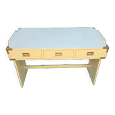 Bureau vintage campagne bois crème et laiton
