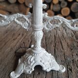 Bougeoir chandelier 3 feux patiné blanc effet vieilli