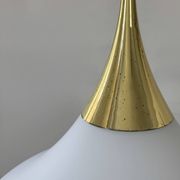 XL Pair of vintage pendants by Limburg, brass and opaline, Germany 1