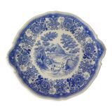 Round ceramic faience dish villeroy boch burgerland blue