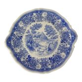 Round ceramic plate Villeroy Boch, Burgerland blue.