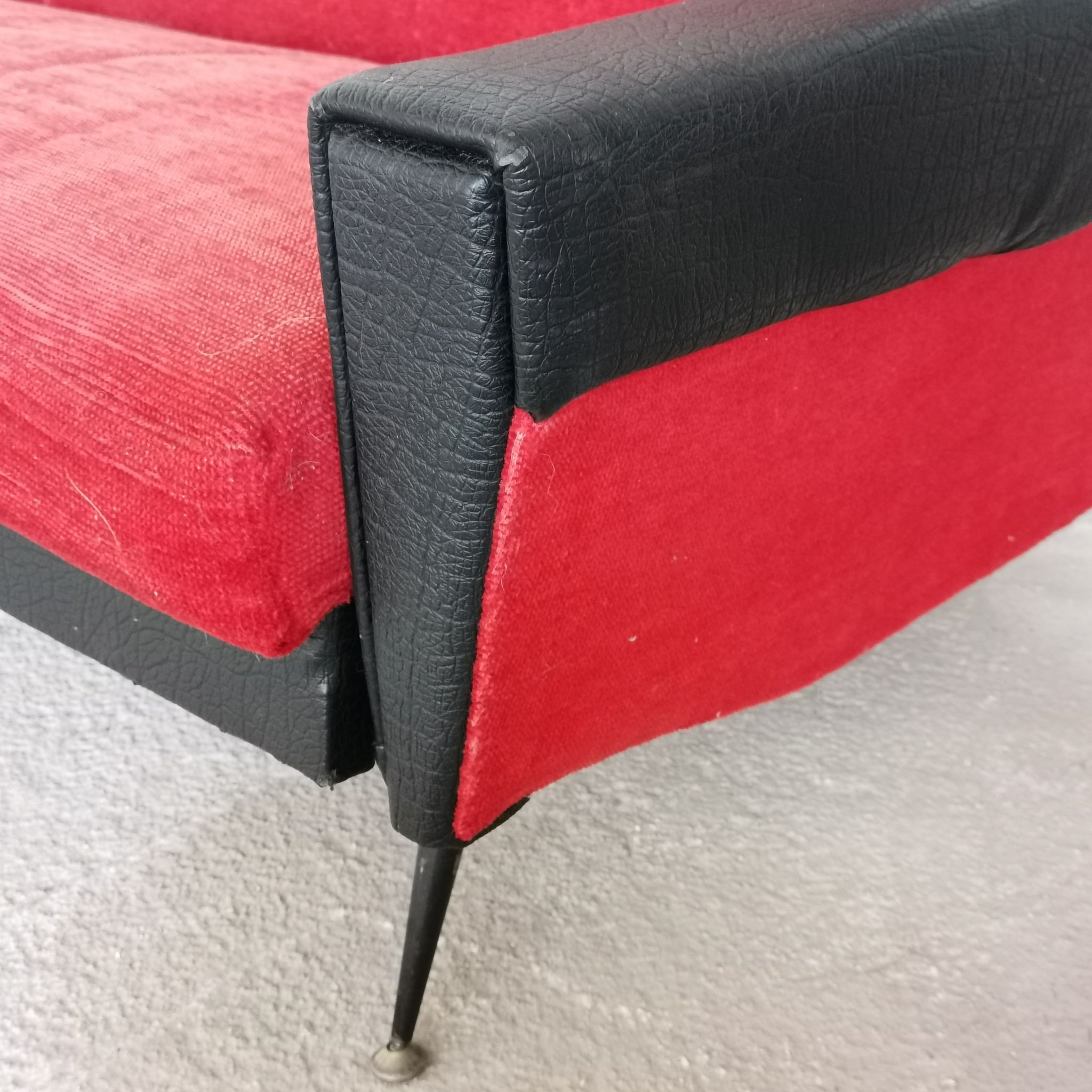 Convertible bench daybed rockabilly red and blakc 50-60s