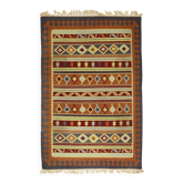 Kilim Oushak Vintage Géométrique Tribal Rouge Beige 268 x 166 cm