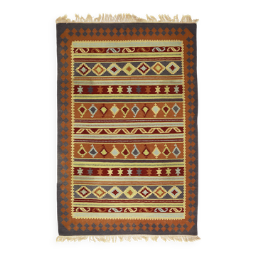 Kilim Oushak Vintage Géométrique Tribal Rouge Beige 268 x 166 cm