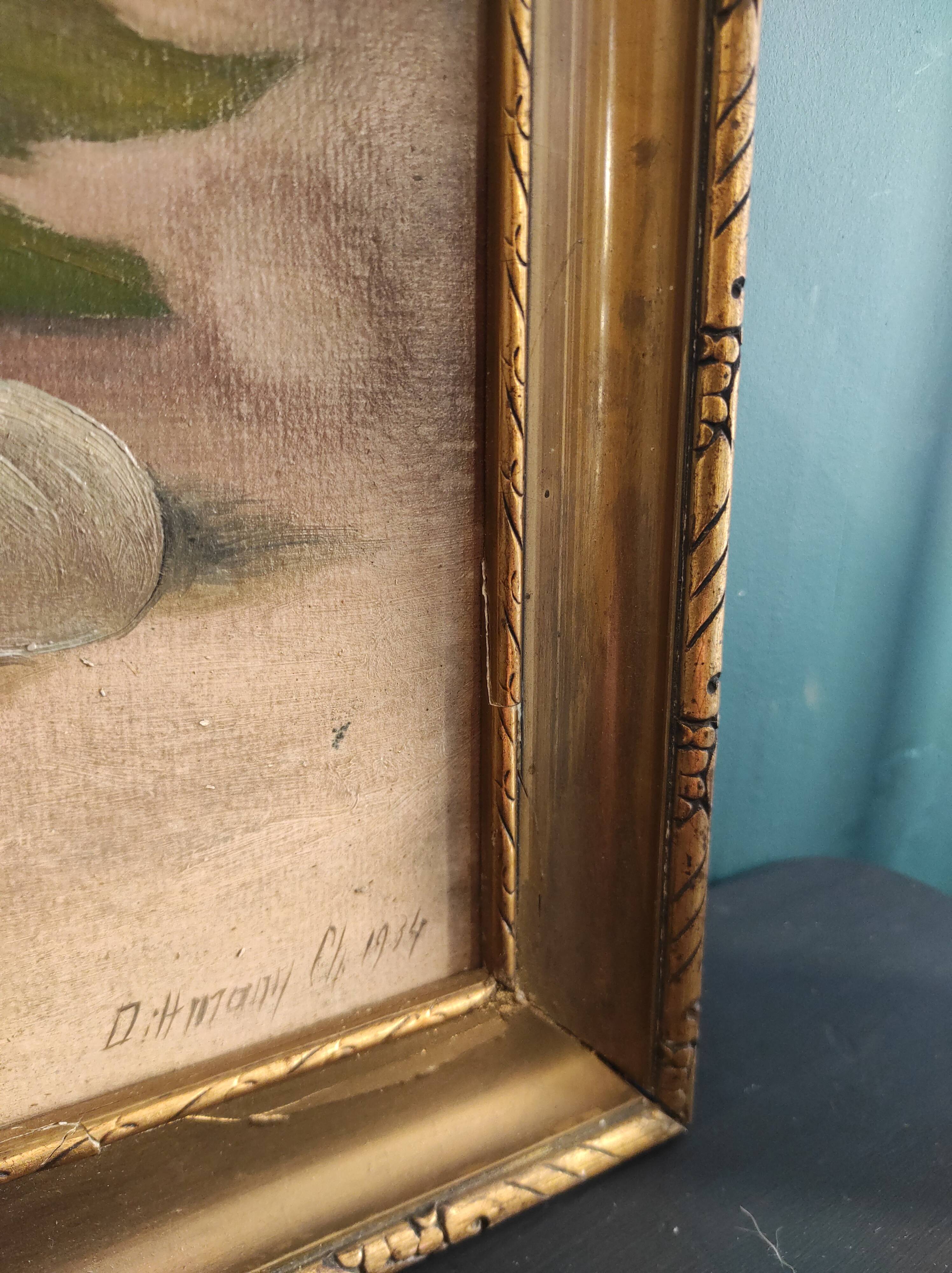 Nature morte vintage, signée Dihlmann, 1934
