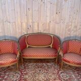 Salon corbeille en bois doré de style Louis XVi