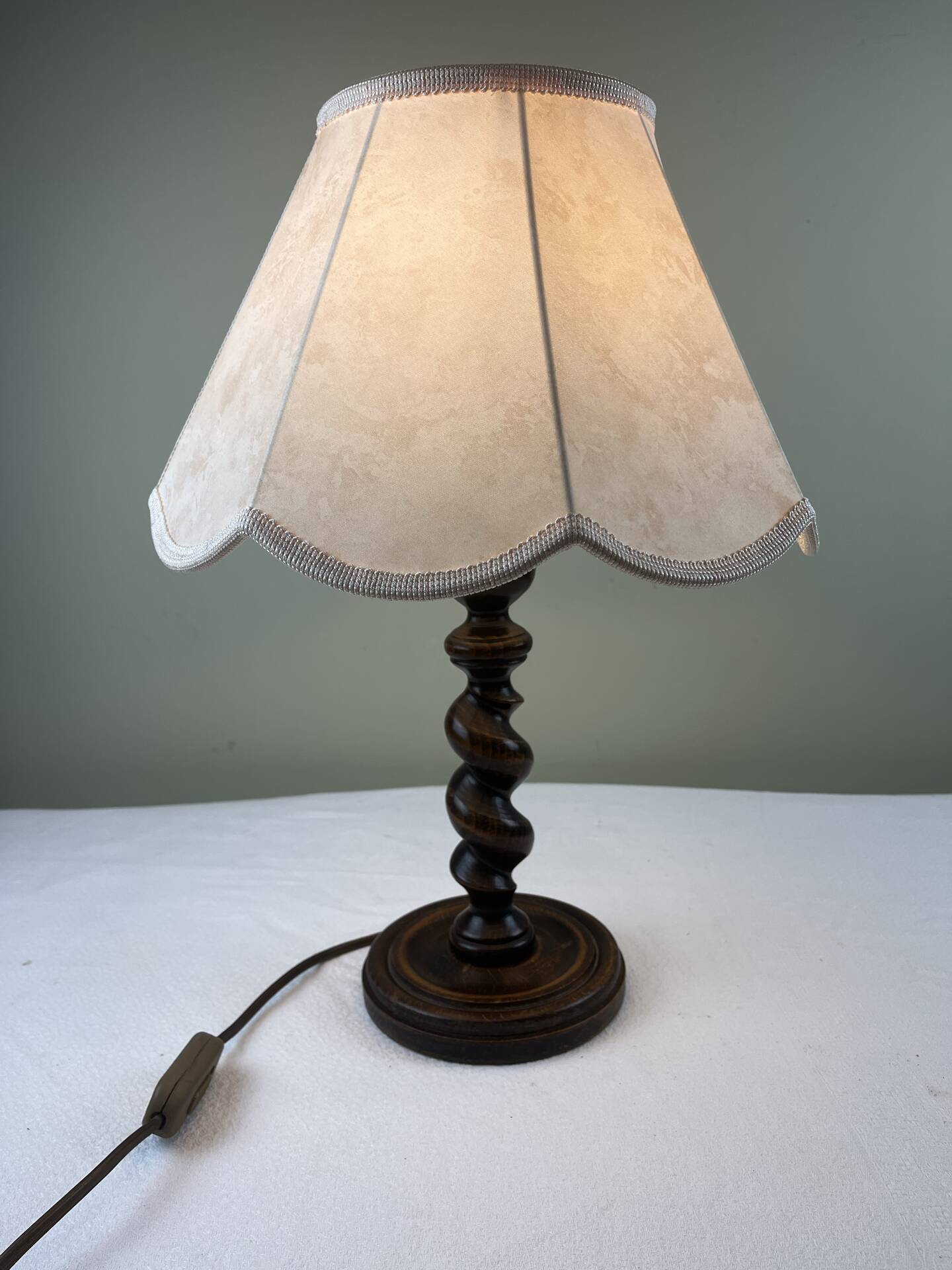 Turned wooden lamp