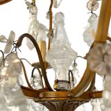Set of 2 bronze chandeliers with tassels (crystal)