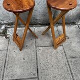 Pair of Adrian Reed Suzy folding stool seats in blond pine, 1970