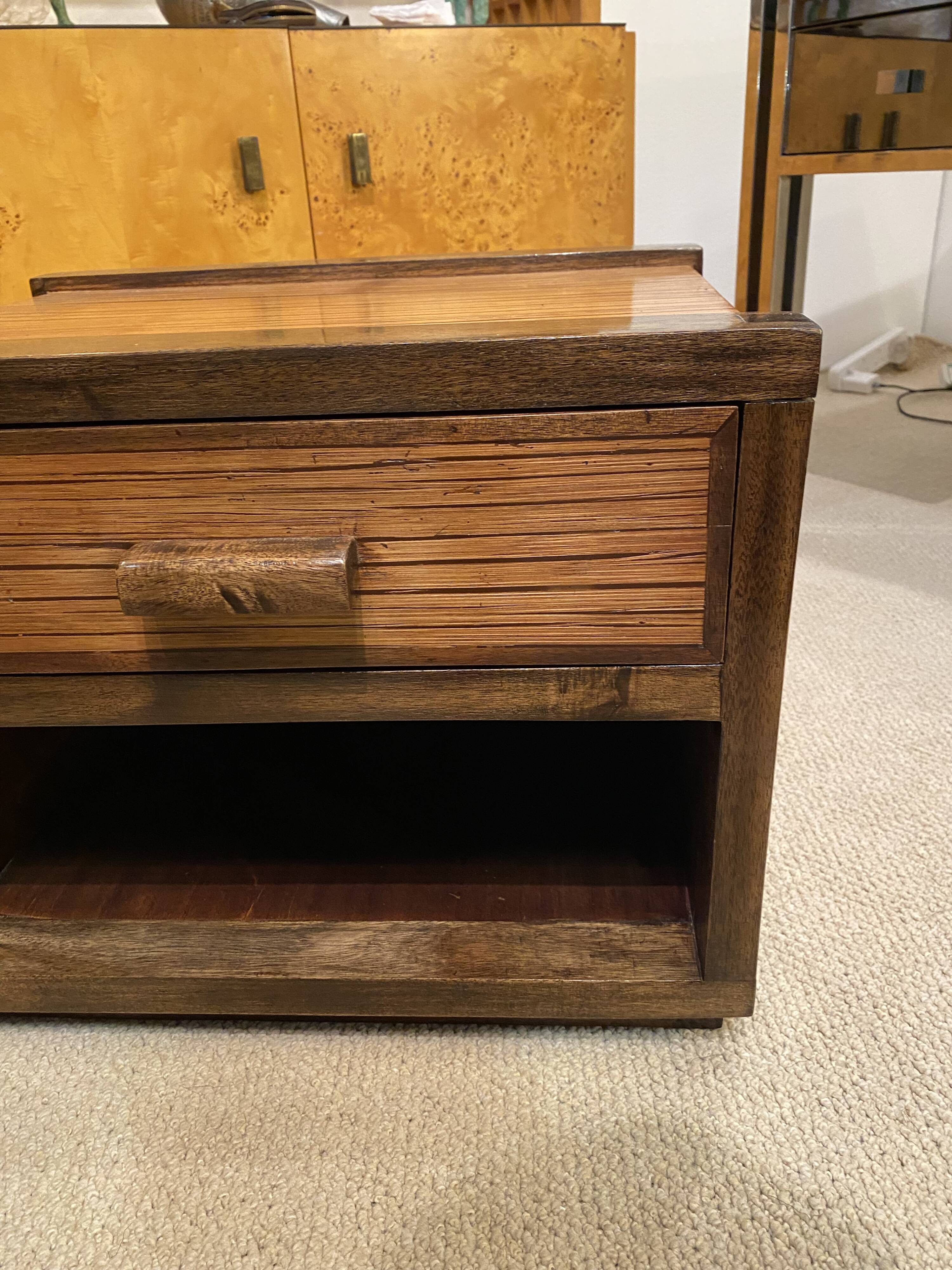 Art Deco Bedside Tables 1980s Zebra Oak Wood Vintage Drawers Lacquered
