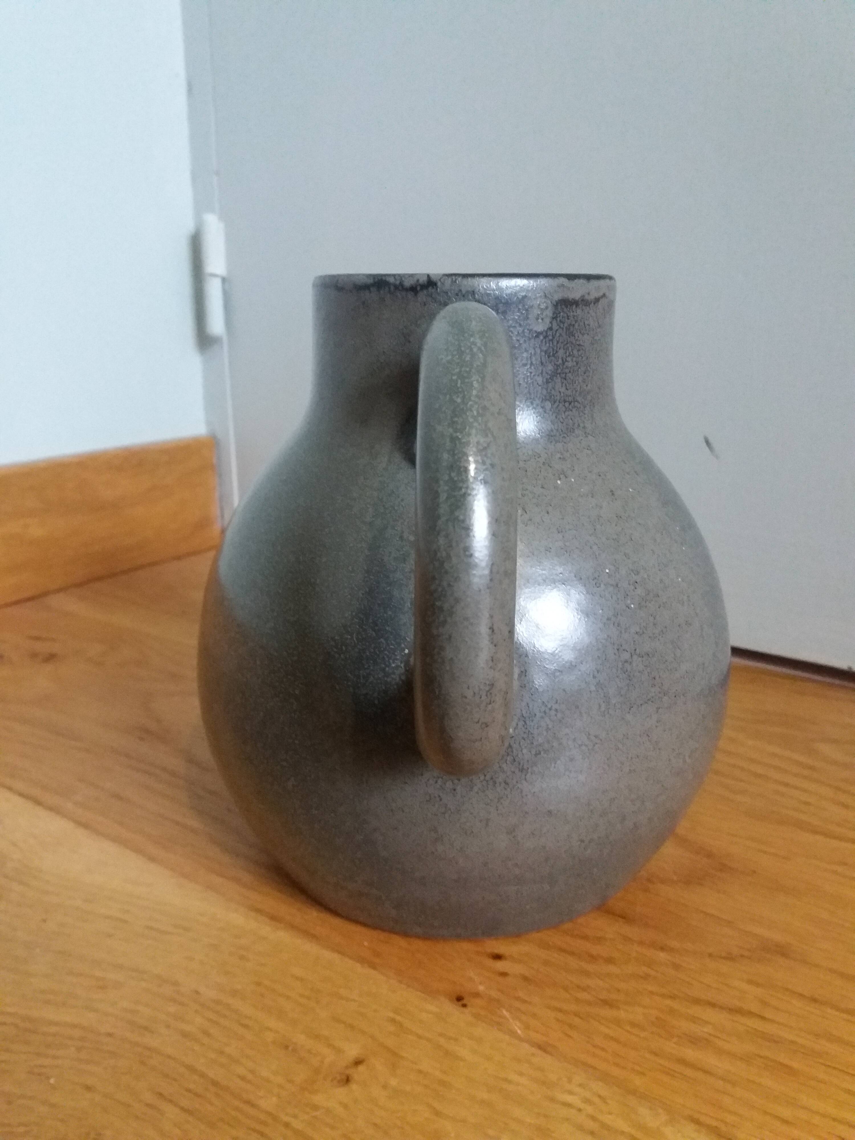 Pitcher michel and denise pointu arts céram sandstone from puisaye 50s 60s