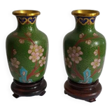 Miniature cloisonné enamel vases
