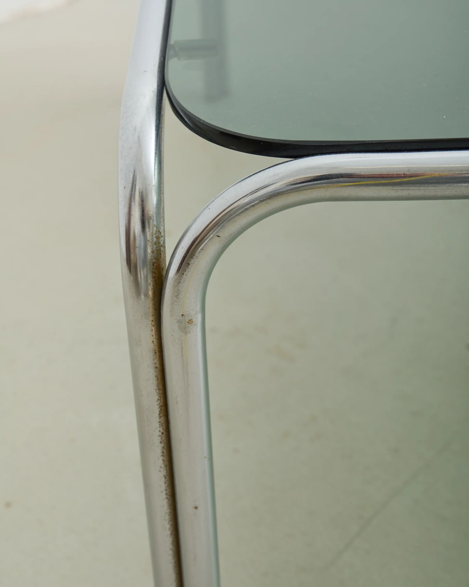 Tubular coffee table with smoked glass top, 1970s